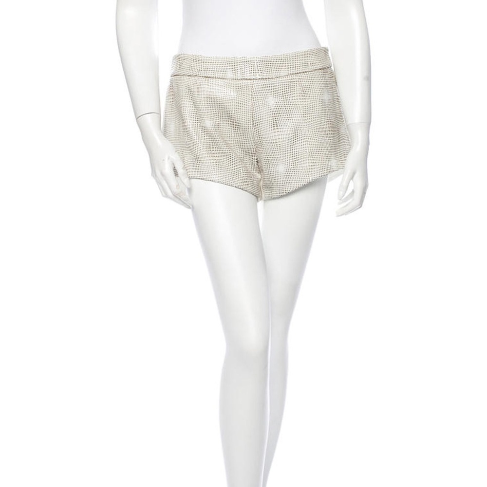 Mason White Shorts with Laser Cut Leather